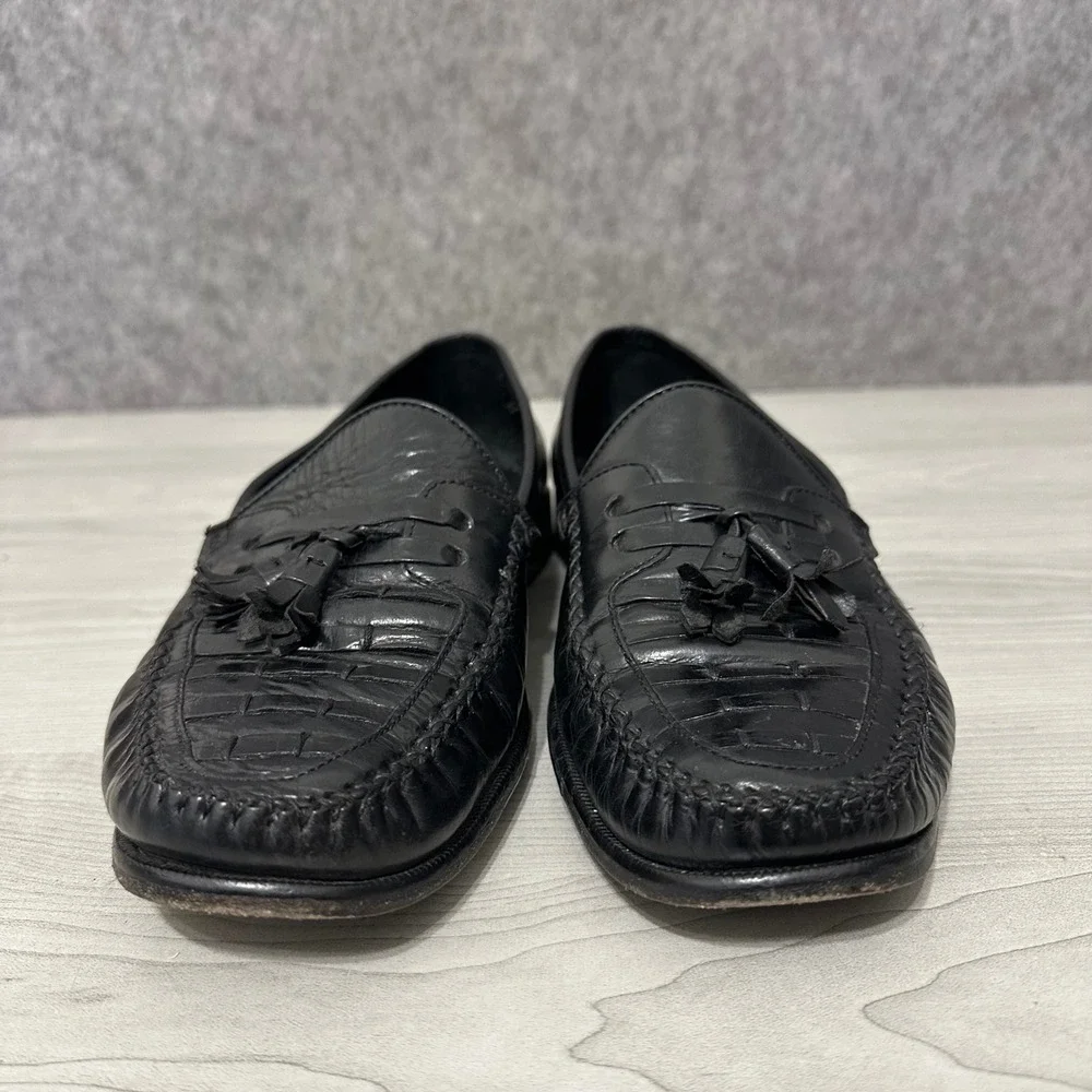 Giorgio Brutini Tassel Loafers Mens 10.5‎ Black Leather Slip On Moc Toe Dress
